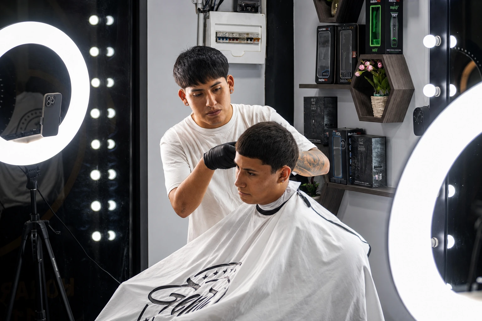 Corte en proceso en Gentlemen Barber Studio